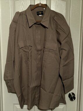 Law Pro Khaki Beige Color Long Sleeve Button Front Uniform Work Shirt Men’s 4xl